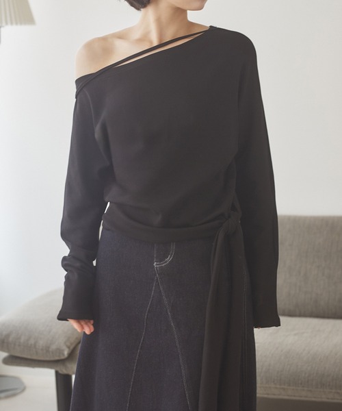 LAULEN(ローレン)の「2way side tie tops /2wayサイドタイトップス(Tシャツ/カットソー・レディース・ブラウン/ブラック/ホワイト/アイボリー・FREE)」の6枚目の写真