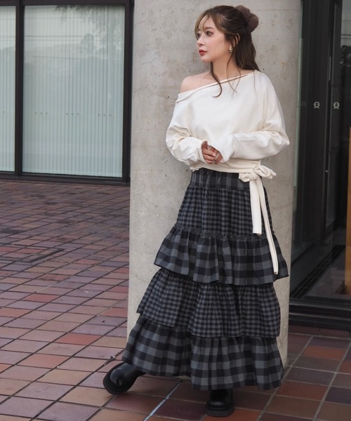 LAULEN(ローレン)の「2way side tie tops /2wayサイドタイトップス(Tシャツ/カットソー・レディース・ブラウン/ブラック/ホワイト/アイボリー・FREE)」の22枚目の写真