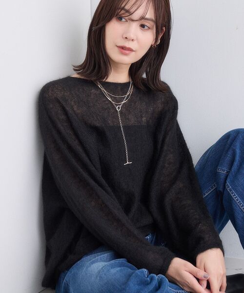 INDIVI(インディヴィ)の「【キッドモヘヤ素材】ラウンドヘムニット(ニット/セーター・レディース・ピンク/ブラック/サックスブルー系5/ライトグレー系8・05/38/13/15 )」の1枚目の写真