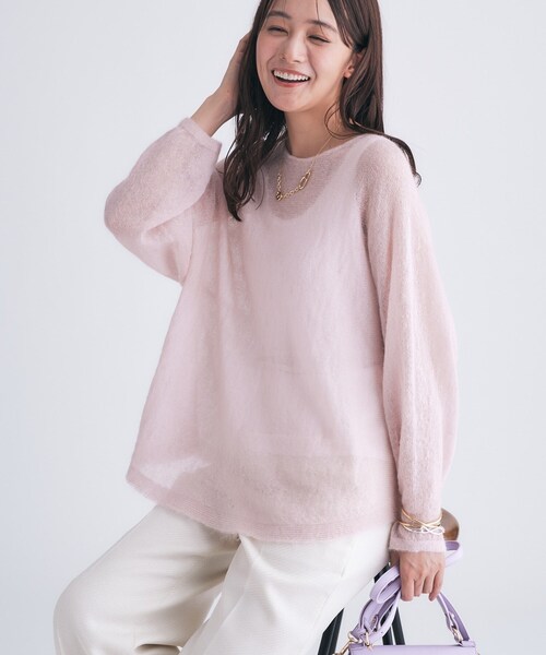 INDIVI(インディヴィ)の「【キッドモヘヤ素材】ラウンドヘムニット(ニット/セーター・レディース・ピンク/ブラック/サックスブルー系5/ライトグレー系8・05/38/13/15 )」の7枚目の写真