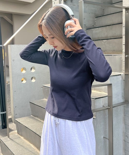 ABYS(アビス)の「ワンポイント刺繍クルーネックロンT(Tシャツ/カットソー・レディース・杢グレー/グレー/ネイビー・SHORT/LONG)」の16枚目の写真