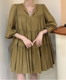 Maison Calme（メゾンカルム）の「ふんわりシルエットティアードミニワンピース（ワンピース）」