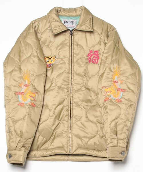 【新品未使用】HOUSON キルティングスカジャン XLサイズ マップ刺繍 セール】HOUSTON / NYLON VIETNAM JACKET TIGER/MAP/ 51511 / 51512
