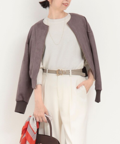 MICO COULIER（ミコクリエ）の「Wフェイスフェイクスエードブルゾン（ブルゾン・レディース・チャコールグレー/グレイッシュベージュ/ピンク・38）」の3枚目の写真