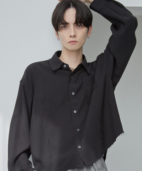Spielio(シュピーリオ)の「【Spielio】Fray Edge Shirt / カットオフデザインシャツ(シャツ/ブラウス・メンズ・アイボリー/ブラック/ブルーグレー・L/M/S)」の4枚目の写真
