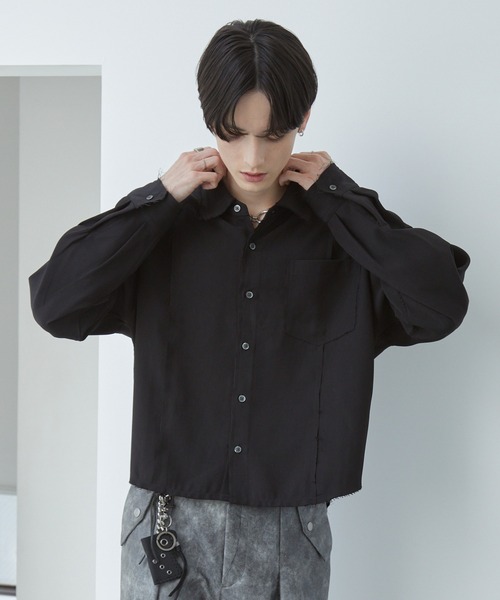 Spielio(シュピーリオ)の「【Spielio】Fray Edge Shirt / カットオフデザインシャツ(シャツ/ブラウス・メンズ・アイボリー/ブラック/ブルーグレー・L/M/S)」の6枚目の写真