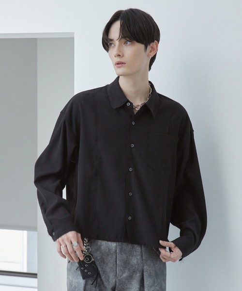 Spielio(シュピーリオ)の「【Spielio】Fray Edge Shirt / カットオフデザインシャツ(シャツ/ブラウス・メンズ・アイボリー/ブラック/ブルーグレー・L/M/S)」の7枚目の写真