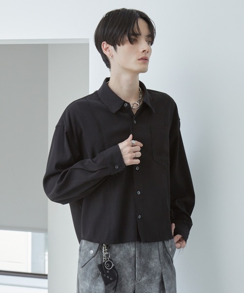 Spielio(シュピーリオ)の「【Spielio】Fray Edge Shirt / カットオフデザインシャツ(シャツ/ブラウス・メンズ・アイボリー/ブラック/ブルーグレー・L/M/S)」の9枚目の写真