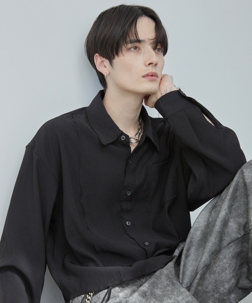 Spielio(シュピーリオ)の「【Spielio】Fray Edge Shirt / カットオフデザインシャツ(シャツ/ブラウス・メンズ・アイボリー/ブラック/ブルーグレー・L/M/S)」の10枚目の写真