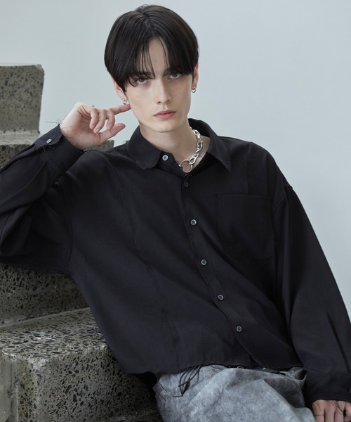 Spielio(シュピーリオ)の「【Spielio】Fray Edge Shirt / カットオフデザインシャツ(シャツ/ブラウス・メンズ・アイボリー/ブラック/ブルーグレー・L/M/S)」の13枚目の写真