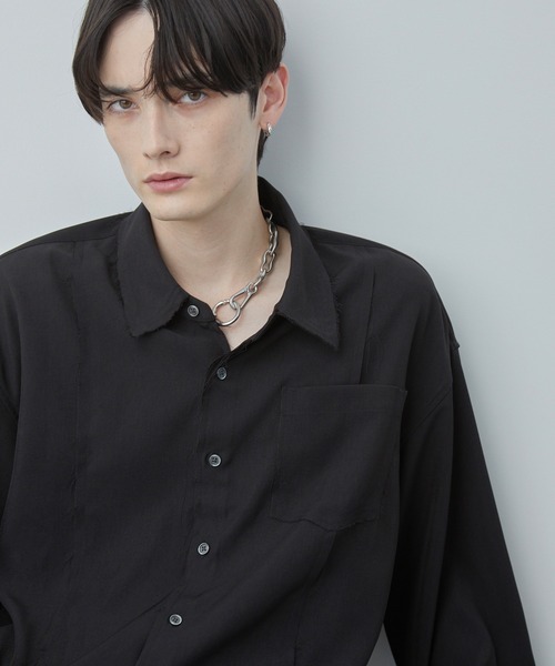 Spielio(シュピーリオ)の「【Spielio】Fray Edge Shirt / カットオフデザインシャツ(シャツ/ブラウス・メンズ・アイボリー/ブラック/ブルーグレー・L/M/S)」の14枚目の写真