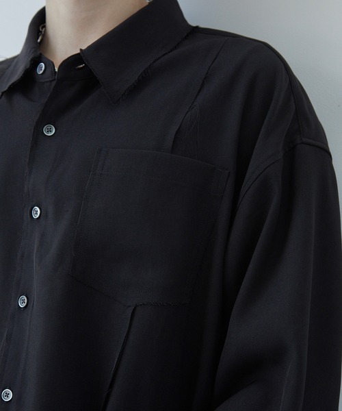 Spielio(シュピーリオ)の「【Spielio】Fray Edge Shirt / カットオフデザインシャツ(シャツ/ブラウス・メンズ・アイボリー/ブラック/ブルーグレー・L/M/S)」の17枚目の写真