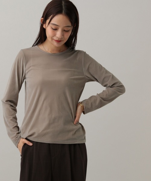 GLOBAL WORK(グローバルワーク)の「MATINEE LINE/シアーベロア長袖T/598082(Tシャツ/カットソー・レディース・グレイッシュベージュ/ブラック/ダークブラウン/グレー系その他・MEDIUM/LARGE)」の7枚目の写真