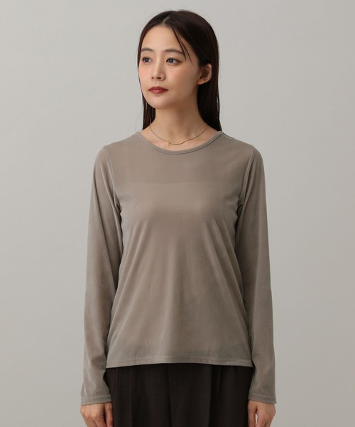 GLOBAL WORK(グローバルワーク)の「MATINEE LINE/シアーベロア長袖T/598082(Tシャツ/カットソー・レディース・グレイッシュベージュ/ブラック/ダークブラウン/グレー系その他・MEDIUM/LARGE)」の9枚目の写真