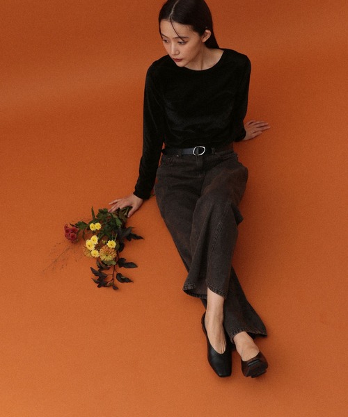 GLOBAL WORK(グローバルワーク)の「MATINEE LINE/シアーベロア長袖T/598082(Tシャツ/カットソー・レディース・グレイッシュベージュ/ブラック/ダークブラウン/グレー系その他・MEDIUM/LARGE)」の19枚目の写真