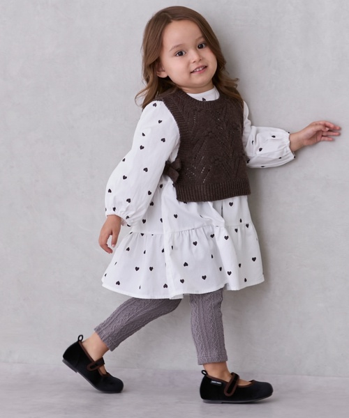 petit main（プティマイン）の「【シアバター】ジャガードレギンス（レギンス/スパッツ・キッズ・モカ/ブラック/ライトピンク/オフホワイト・100cm/80ｃｍ/90cm/120cm/110cm/130cm）」の5枚目の写真