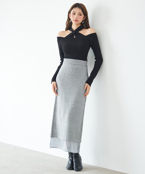 セール】裾透けタイトニットロングスカート（スカート）｜SAISON DE