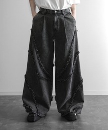 KUUUPY（クーピー）の「Fringed Baggy Wide-Leg Denim Pants - フリンジバギーワイドデニムパンツ（デニムパンツ）」