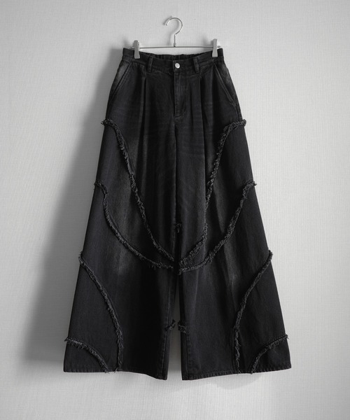 KUUUPY(クーピー)の「Fringed Baggy Wide-Leg Denim Pants - フリンジバギーワイドデニムパンツ(デニムパンツ・メンズ・ブラック/グレー・SMALL/MEDIUM/LARGE)」の22枚目の写真
