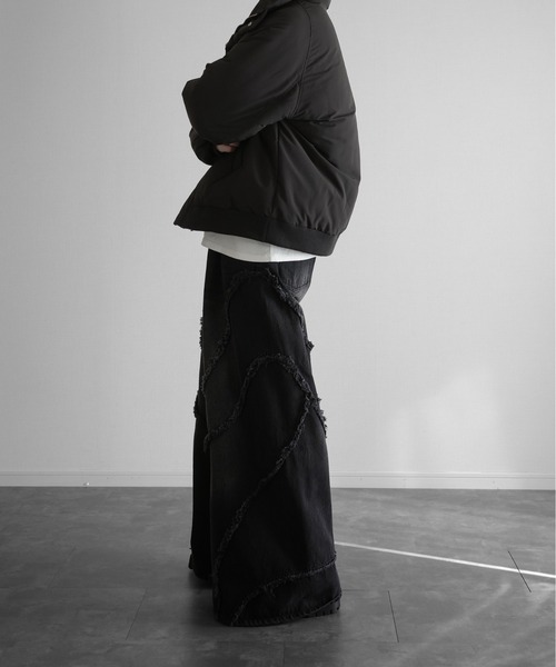KUUUPY(クーピー)の「Fringed Baggy Wide-Leg Denim Pants - フリンジバギーワイドデニムパンツ(デニムパンツ・メンズ・ブラック/グレー・SMALL/MEDIUM/LARGE)」の14枚目の写真