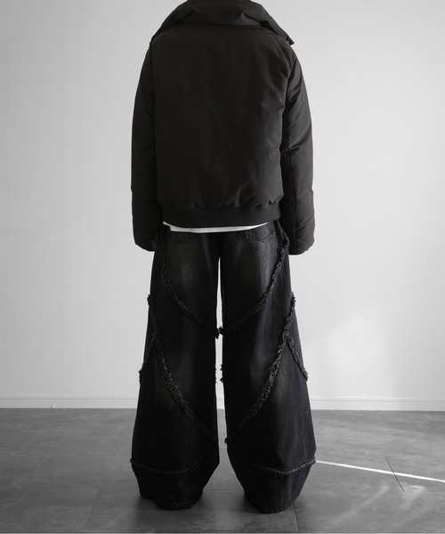 KUUUPY(クーピー)の「Fringed Baggy Wide-Leg Denim Pants - フリンジバギーワイドデニムパンツ(デニムパンツ・メンズ・ブラック/グレー・SMALL/MEDIUM/LARGE)」の15枚目の写真