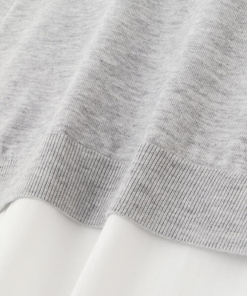 human woman（ヒューマンウーマン）の「◆シャツ地ドッキングプルオーバー（ニット/セーター・レディース・グレー/ダークインディゴブルー・MEDIUM）」の9枚目の写真