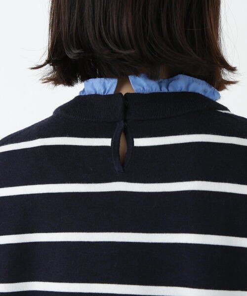 human woman（ヒューマンウーマン）の「◆シャツ地ドッキングプルオーバー（ニット/セーター・レディース・グレー/ダークインディゴブルー・MEDIUM）」の17枚目の写真