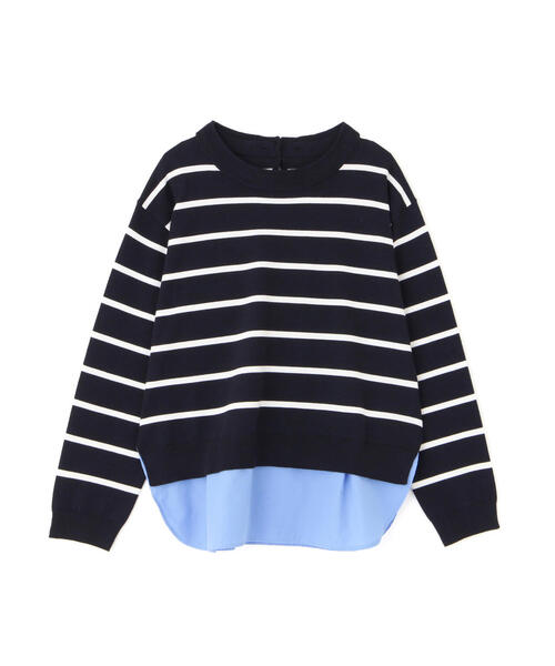 human woman（ヒューマンウーマン）の「◆シャツ地ドッキングプルオーバー（ニット/セーター・レディース・グレー/ダークインディゴブルー・MEDIUM）」の18枚目の写真