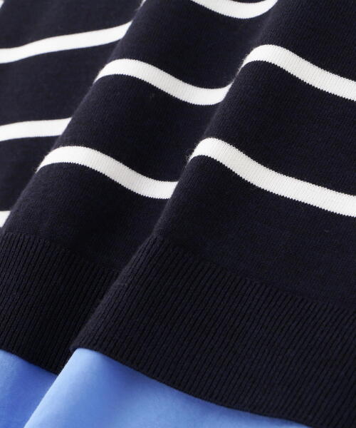 human woman（ヒューマンウーマン）の「◆シャツ地ドッキングプルオーバー（ニット/セーター・レディース・グレー/ダークインディゴブルー・MEDIUM）」の20枚目の写真