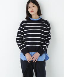 ◆シャツ地ドッキングプルオーバー