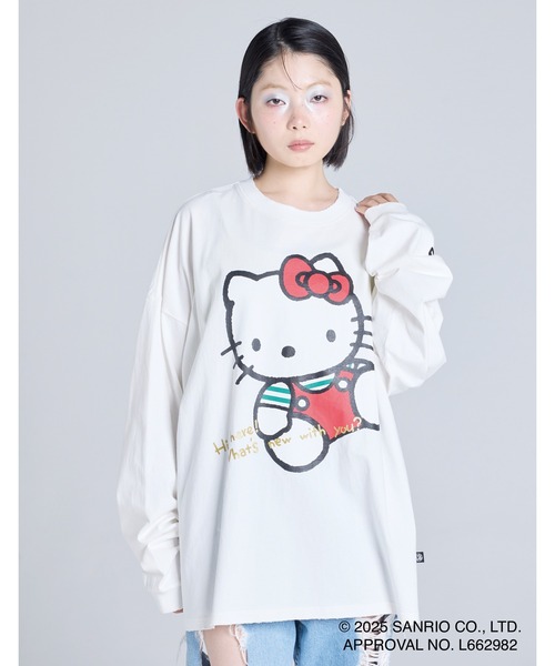 ハローキティコラボ(ハローキティコラボ)の「hello kitty x little sunny bite long tee(Tシャツ/カットソー・レディース・ホワイト/ピンク/ブラック・SMALL/MEDIUM)」の2枚目の写真