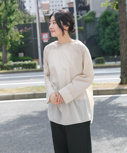 EKAL（エカル）の「シアーナイロンプルオーバー（Tシャツ/カットソー・レディース・アイボリー/ブラック・ONE）」の3枚目の写真