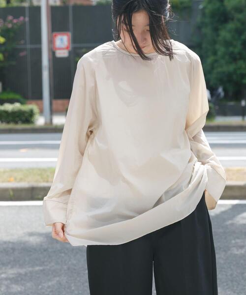 EKAL（エカル）の「シアーナイロンプルオーバー（Tシャツ/カットソー・レディース・アイボリー/ブラック・ONE）」の6枚目の写真