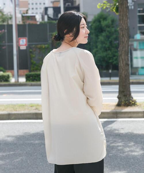 EKAL（エカル）の「シアーナイロンプルオーバー（Tシャツ/カットソー・レディース・アイボリー/ブラック・ONE）」の7枚目の写真