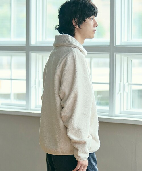 LACOSTE（ラコステ）の「ハイネックハーフジップ オーバーサイズブークレフリースブルゾン（ブルゾン・メンズ・ダークブラウン/オフホワイト・2/3/5/4）」の9枚目の写真