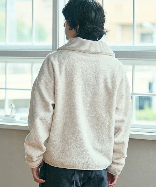 LACOSTE（ラコステ）の「ハイネックハーフジップ オーバーサイズブークレフリースブルゾン（ブルゾン・メンズ・ダークブラウン/オフホワイト・2/3/5/4）」の10枚目の写真