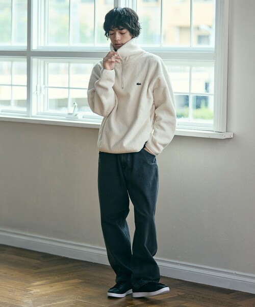 LACOSTE（ラコステ）の「ハイネックハーフジップ オーバーサイズブークレフリースブルゾン（ブルゾン・メンズ・ダークブラウン/オフホワイト・2/3/5/4）」の11枚目の写真