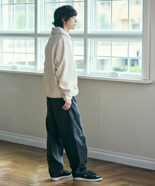 LACOSTE（ラコステ）の「ハイネックハーフジップ オーバーサイズブークレフリースブルゾン（ブルゾン・メンズ・ダークブラウン/オフホワイト・2/3/5/4）」の13枚目の写真