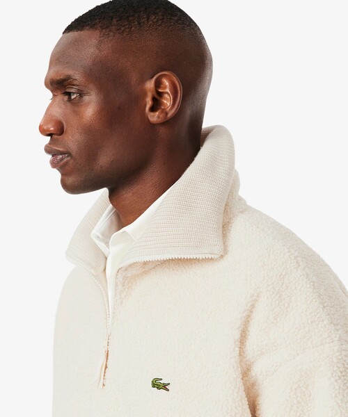 LACOSTE（ラコステ）の「ハイネックハーフジップ オーバーサイズブークレフリースブルゾン（ブルゾン・メンズ・ダークブラウン/オフホワイト・2/3/5/4）」の14枚目の写真
