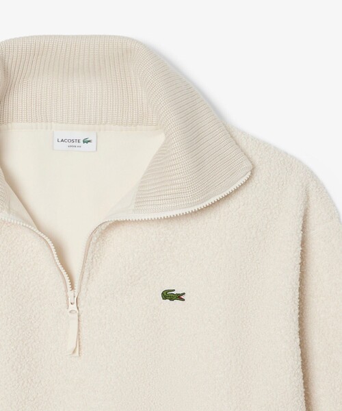 LACOSTE（ラコステ）の「ハイネックハーフジップ オーバーサイズブークレフリースブルゾン（ブルゾン・メンズ・ダークブラウン/オフホワイト・2/3/5/4）」の16枚目の写真