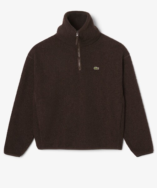 LACOSTE（ラコステ）の「ハイネックハーフジップ オーバーサイズブークレフリースブルゾン（ブルゾン・メンズ・ダークブラウン/オフホワイト・2/3/5/4）」の21枚目の写真