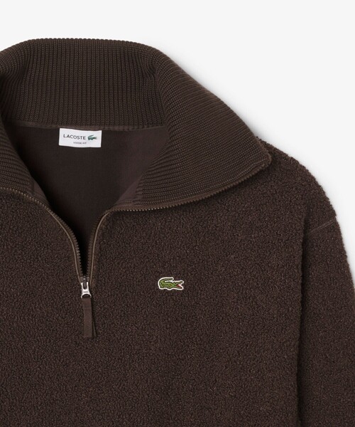 LACOSTE（ラコステ）の「ハイネックハーフジップ オーバーサイズブークレフリースブルゾン（ブルゾン・メンズ・ダークブラウン/オフホワイト・2/3/5/4）」の22枚目の写真