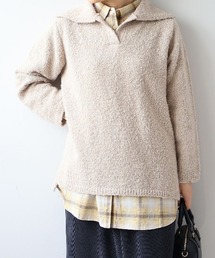 MB mint breeze（エムビーミントブリーズ）の「【L～6L 大きいサイズ】ブークレビッグカラーニットプルオーバー（ニット/セーター・レディース）」