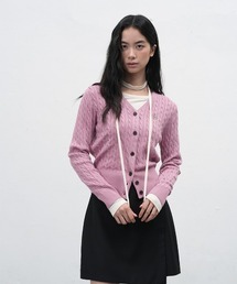 【GENERAL IDEA】ウールブレンドケーブル編みVネックカーディガン / SIGNATURE SUPER FINE WOOL CABLE CARDIGAN