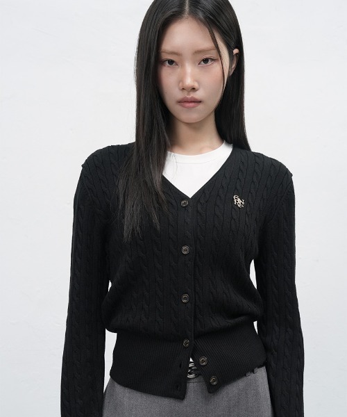 GENERAL IDEA(ジェネラルアイデア)の「【GENERAL IDEA】ウールブレンドケーブル編みVネックカーディガン / SIGNATURE SUPER FINE WOOL CABLE CARDIGAN(カーディガン/ボレロ・レディース・ローズ/グレー/ブラック/ダークブラウン・L/M/S/XS)」の5枚目の写真