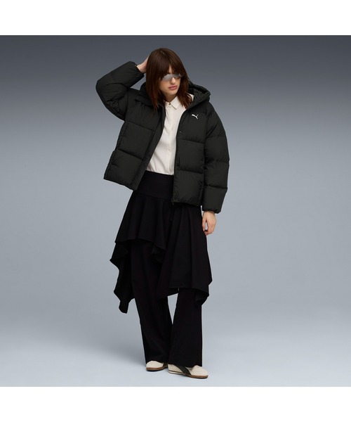 PUMA（プーマ）の「PUMA プーマ ウィメンズ フーデット パッファー ダウンジャケット（ブルゾン・レディース・ブラック/オフホワイト・X-SMALL/MEDIUM/X-LARGE/LARGE/SMALL）」の7枚目の写真