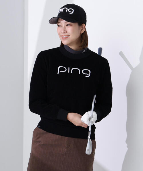 PING(ピン)の「【PING APPAREL】pingジャカード モールニットクルーネックニットプルオーバー <GOLD> (LADIES)(ニット/セーター・レディース・ブラック/パープル/ホワイト・L/M/LL/S)」の1枚目の写真