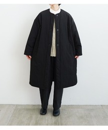 ノーカラーコート（ブラック/黒色系・コットン）ファッション通販