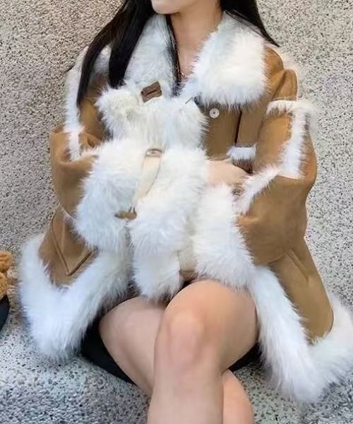 セール】冬アウター/ハートボタン 裏ファージャケット（その他アウター