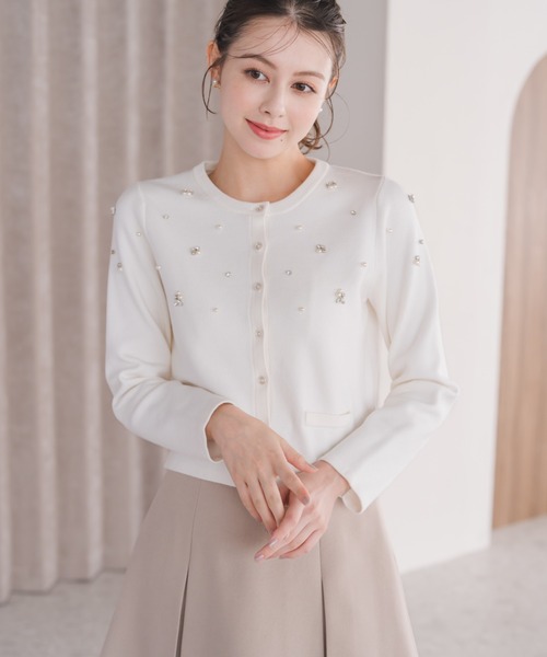 セール】2025秋冬新作 ビジュー刺繍カーディガン（カーディガン/ボレロ